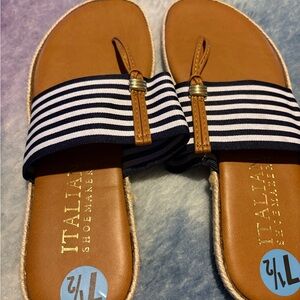 Italian Shoemakers Brown and Black Striped Flats